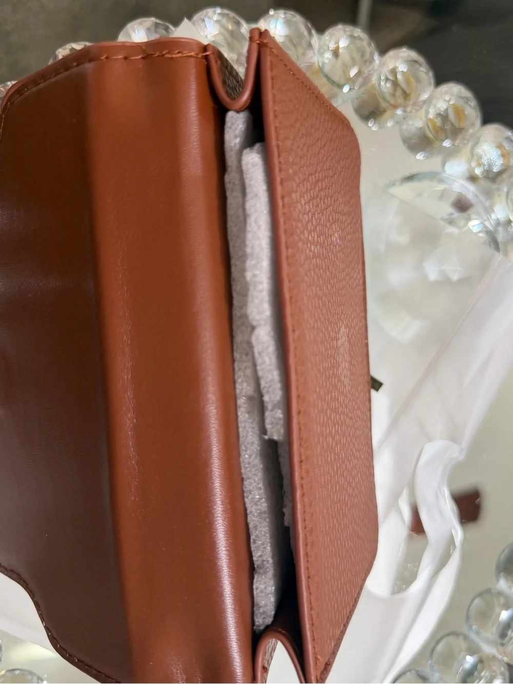 Loulu Brown Pebbled Leather Wallet Phone Case with Card Slot